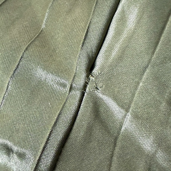 LULUS Olive Satin Pleated Sleeveless Halter Neck Wedding Guest Formal Gown XS - Picture 8 of 9